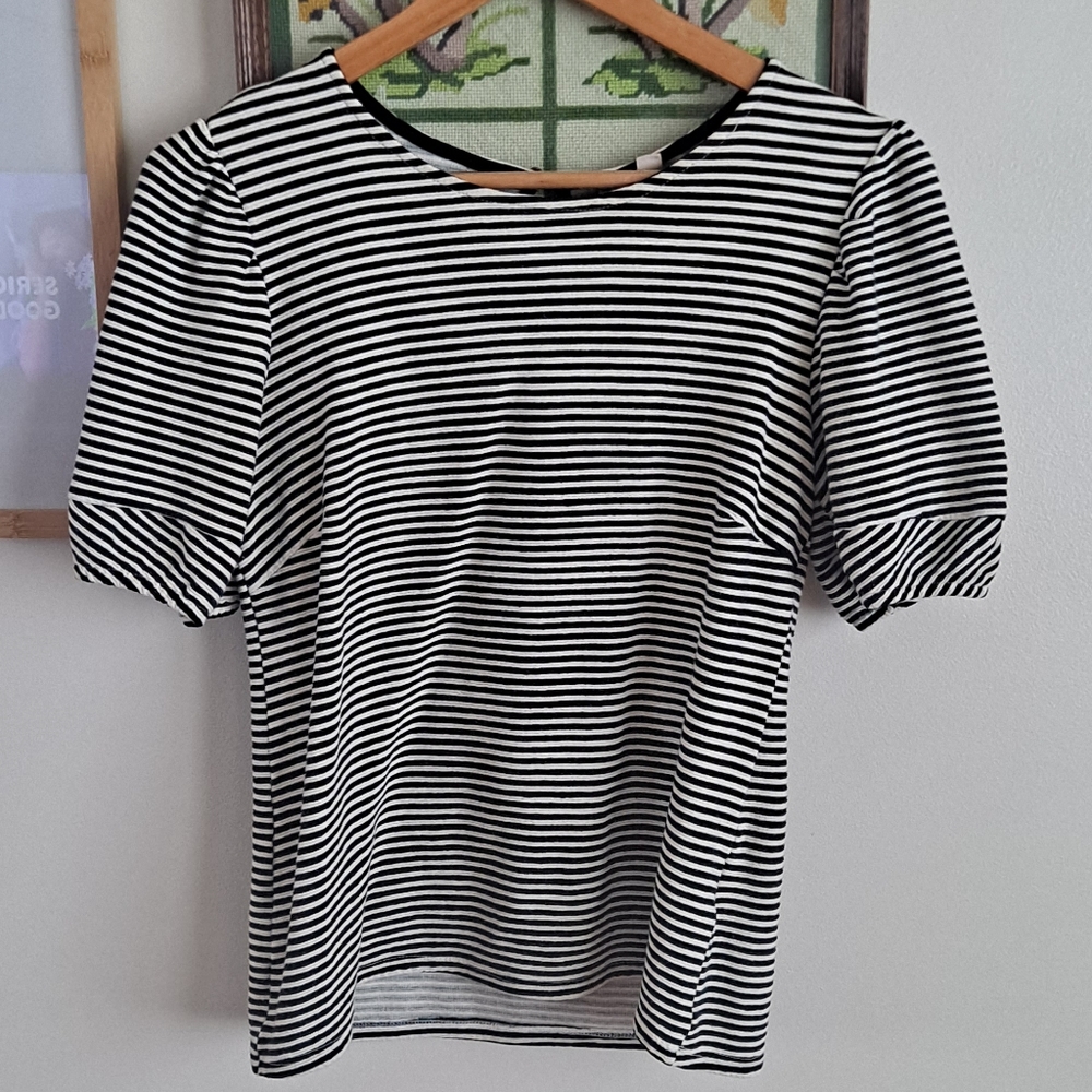 Anthropologie Striped Puff Sleeve Top